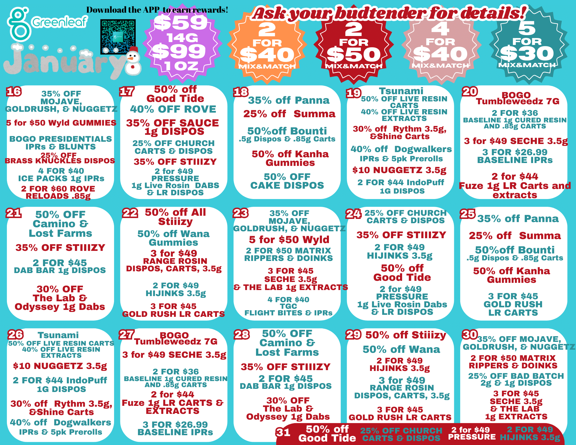 Greenleaf Wellness - January Cannabis Deals 2